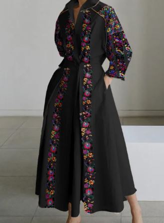 Katoenen Jurk Vintage Stijl Linnen Zomerjurk