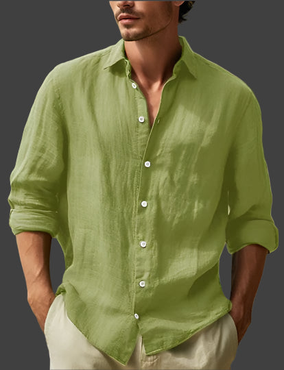 Heren Linnen Overhemd Casual Zomerwit - Mode Vibes