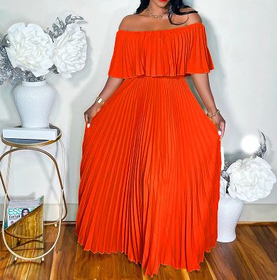 Off-the-Shoulder Jurk Geplooid Sexy Avondjurk