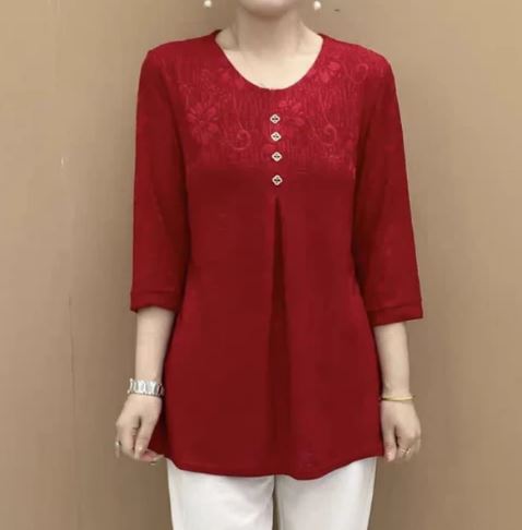 Damesblouse Losse Fit 3/4 Mouwen Modieus