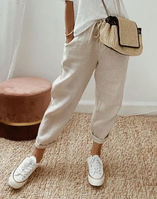 Katoenen Broek Elegante Comfortabele Zomerstijl