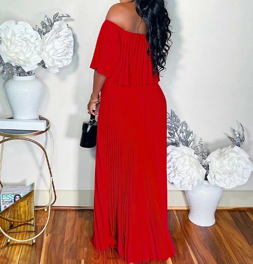 Off-the-Shoulder Jurk Geplooid Sexy Avondjurk