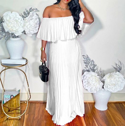 Off-the-Shoulder Jurk Geplooid Sexy Avondjurk - Mode Vibes