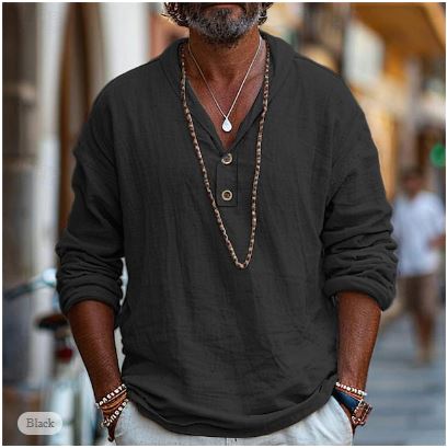 Benno Camicia da Uomo - Cotone e Lino, Casual Elegante-3