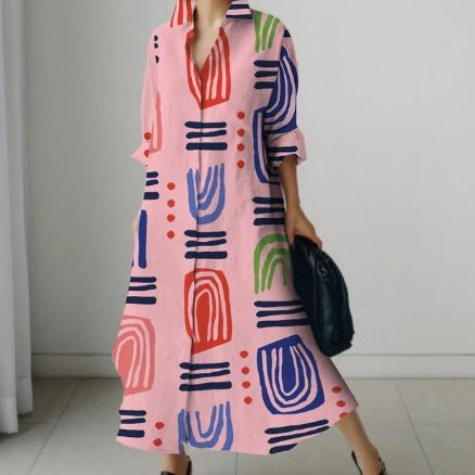 Dames Overhemdjurk Elegante Korte Bloem Jurk - Mode Vibes