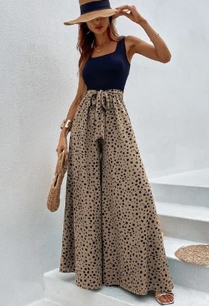 Jumpsuit met Stippenprint en Wijde Pijpen voor Vrouw