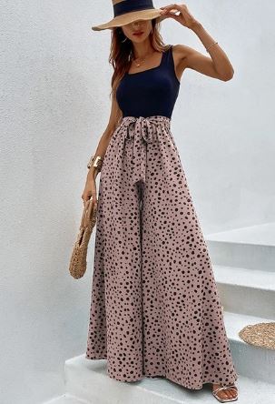 Jumpsuit met Stippenprint en Wijde Pijpen voor Vrouw