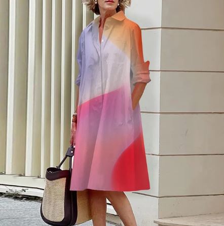 Vrouwelijke Jurk met Omgeslagen Halslijn Elegante Stijl - Mode Vibes
