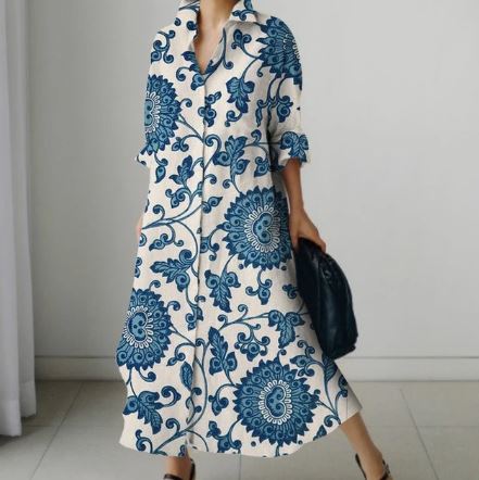 Damesjurk met Bloemprint Zomerjurk Vrouw - Mode Vibes
