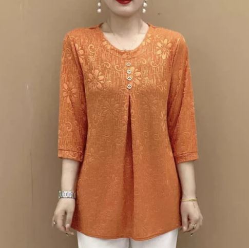 Damesblouse Losse Fit 3/4 Mouwen Modieus