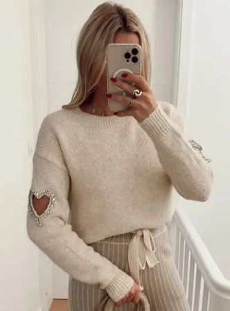 Hart Uitgeholde Trui met Liefdesmotief voor Vrouw - Mode Vibes