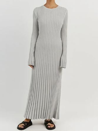 Lange Gebreide Jurk Dames Warme Winterjurk - Mode Vibes