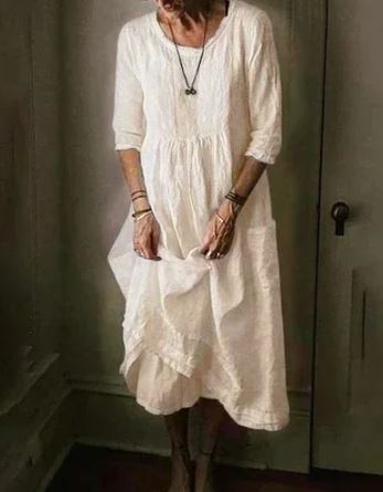 Damesjurk Oversized Katoen Linnen Zomerkleding
