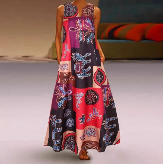Retro Zomerjurk V-Hals Mouwloos voor Vrouw - Mode Vibes