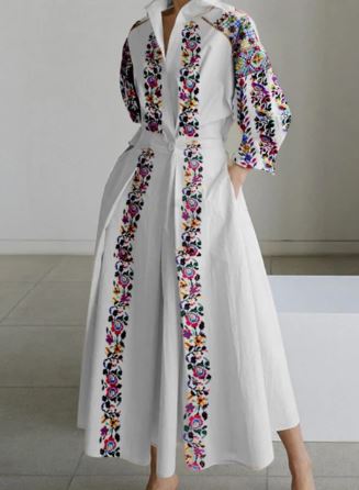 Katoenen Jurk Vintage Stijl Linnen Zomerjurk - Mode Vibes
