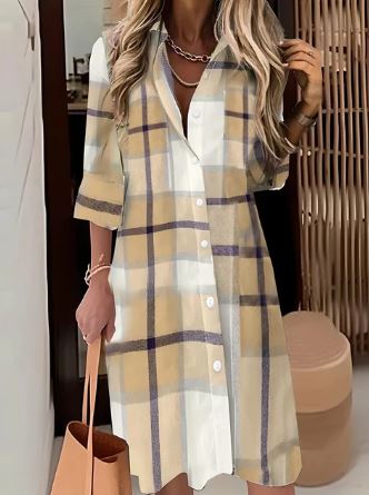 Vrouwelijke Overhemdjurk Elegante Katoen Stijl - Mode Vibes