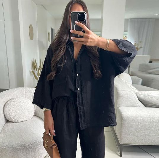 Vrouwelijke Zijden Katoenen Pyjama Set Lange Mouwen