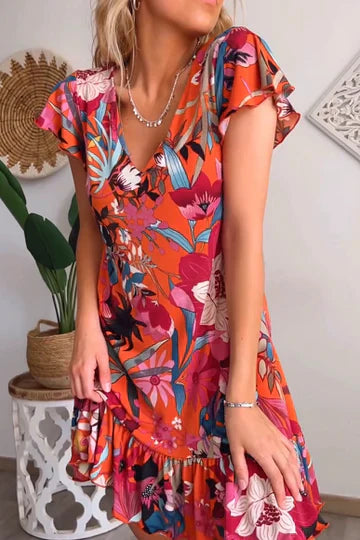 Bloemenjurk met Ruches voor Vrouw Zomerjurk - Mode Vibes