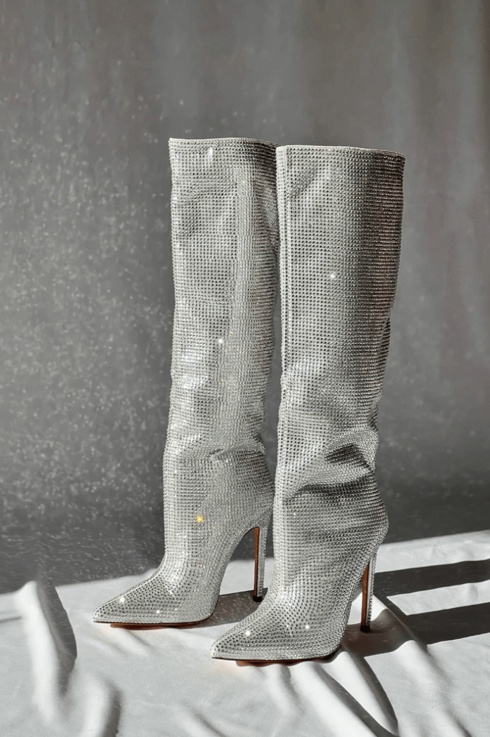 Luxe Overknee-Laarsjes met Strass en Hoge Hak