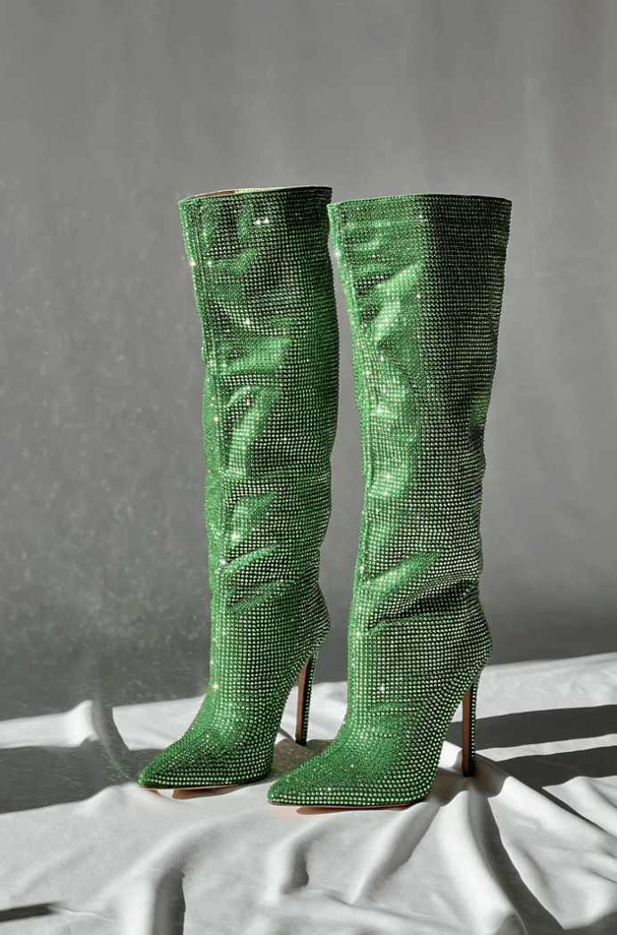 Luxe Overknee-Laarsjes met Strass en Hoge Hak