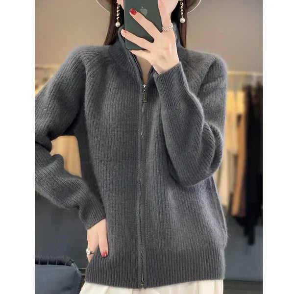 Cardigan met Rits Dames | Opstaande Kraag & Gestroomlijnde Look