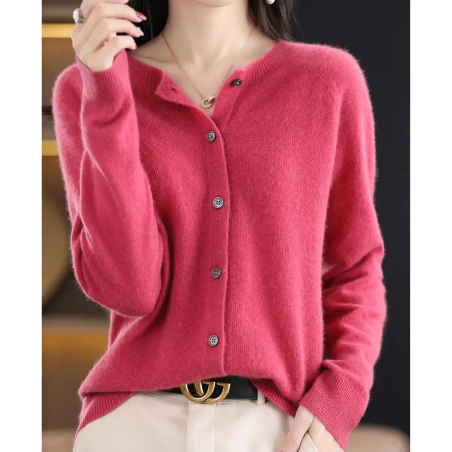 Merino Cardigan Lange Mouwen Knoopsluiting Warm en Zacht - Mode Vibes