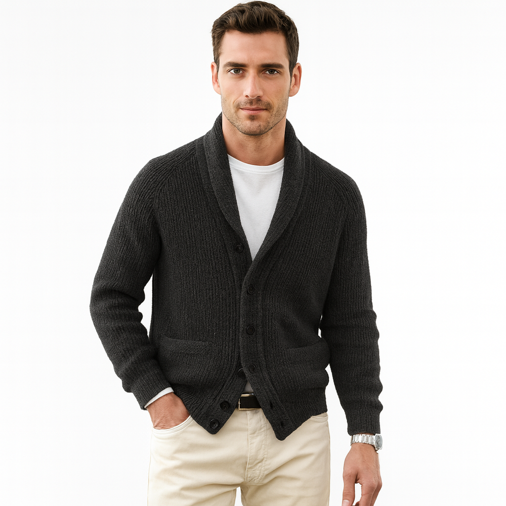 V-hals Cardigan Ribbrestructuur Zacht en Warm - Mode Vibes