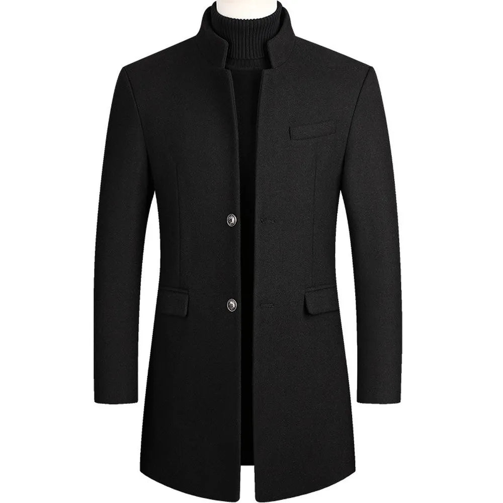 Heren Mantel met Opstaande Kraag – Elegante Winterjas in Wolmix