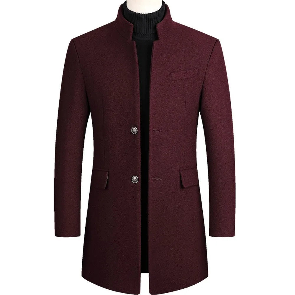 Heren Mantel met Opstaande Kraag – Elegante Winterjas in Wolmix