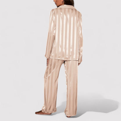 Carmen Set – Dames Gestreepte Zijde Pyjama