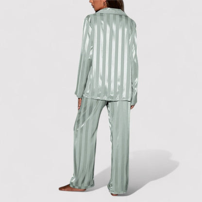Carmen Set – Dames Gestreepte Zijde Pyjama