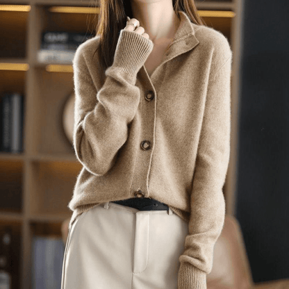 Cashmere cardigan met opstaande kraag