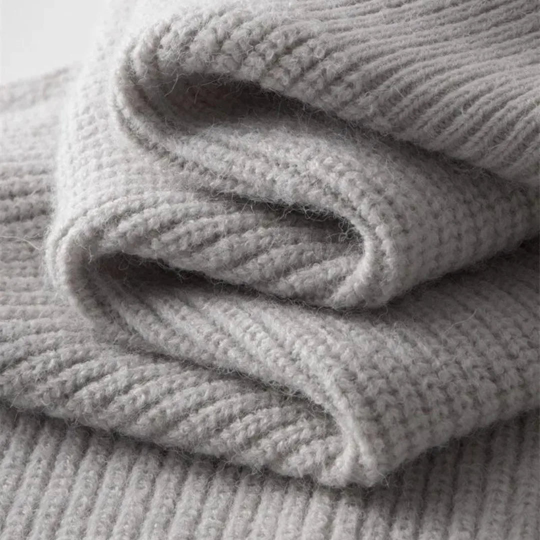 Cashmere trui met volledige rits en opstaande kraag