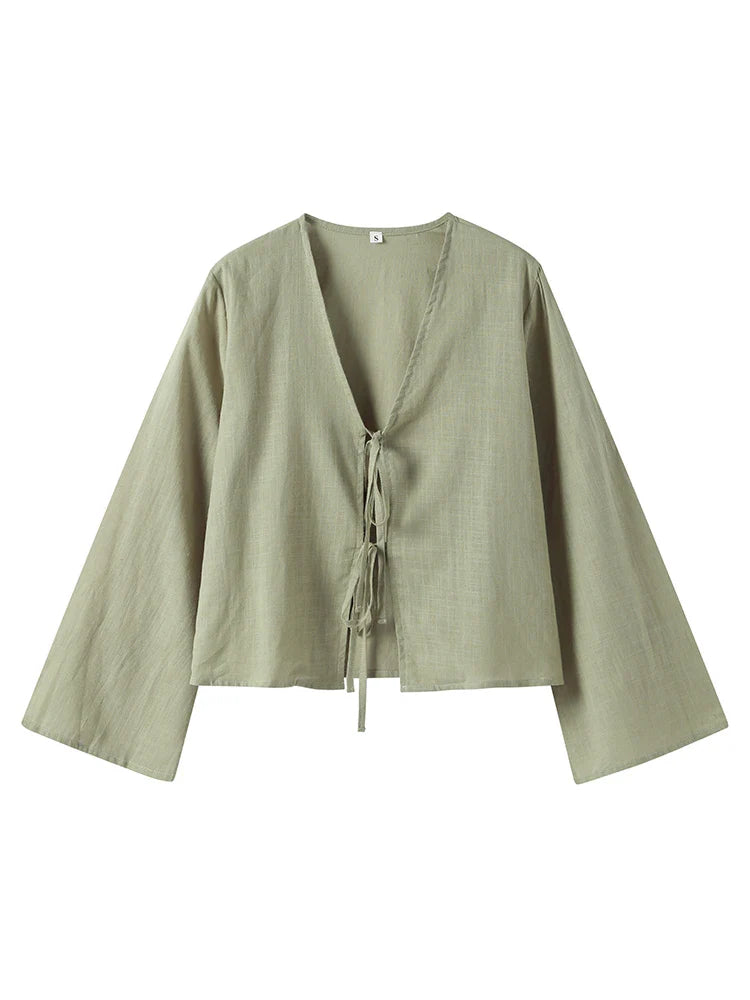 Luxe Leeter Casual Linnen Strik Blouse