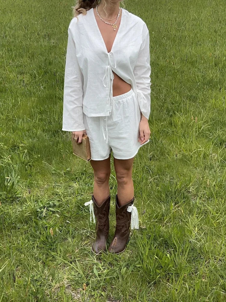 Luxe Leeter Casual Linnen Strik Blouse