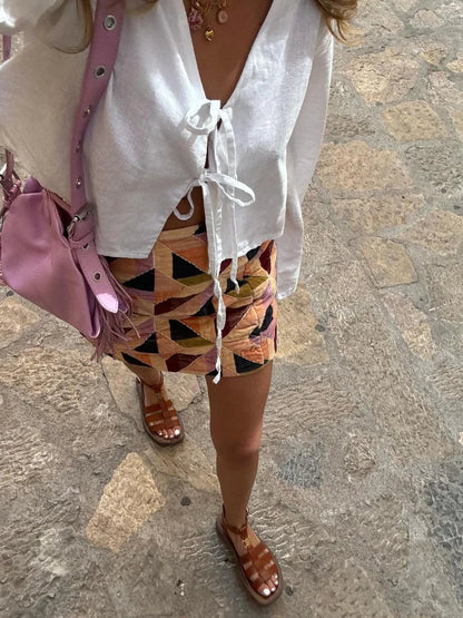 Luxe Leeter Casual Linnen Strik Blouse