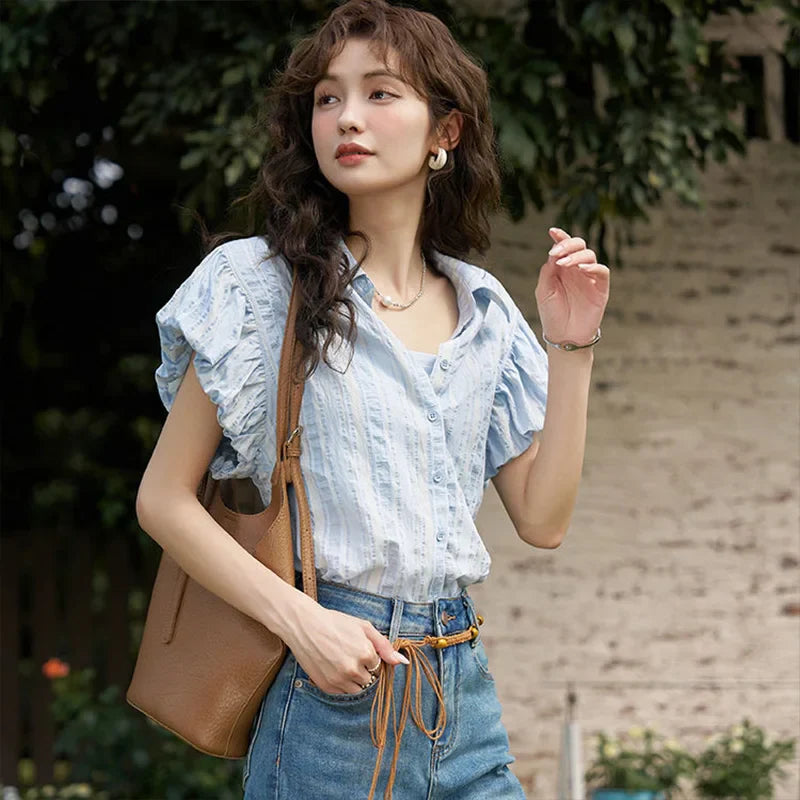 Dames Blouse met Korte Mouwen Summer Elegance van LuxeLevens