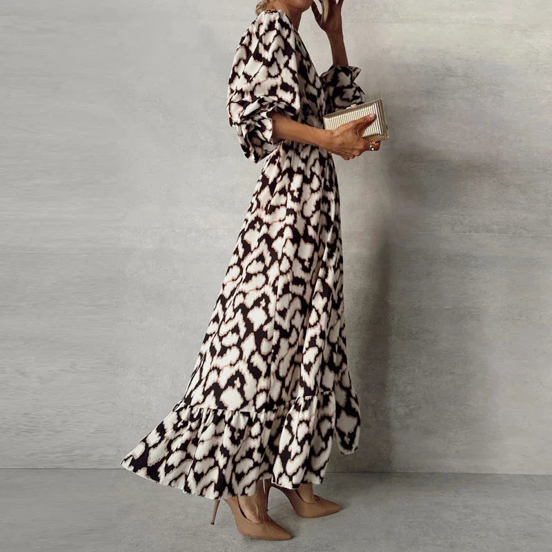 Hazelinda Luipaardprint Maxi Jurk