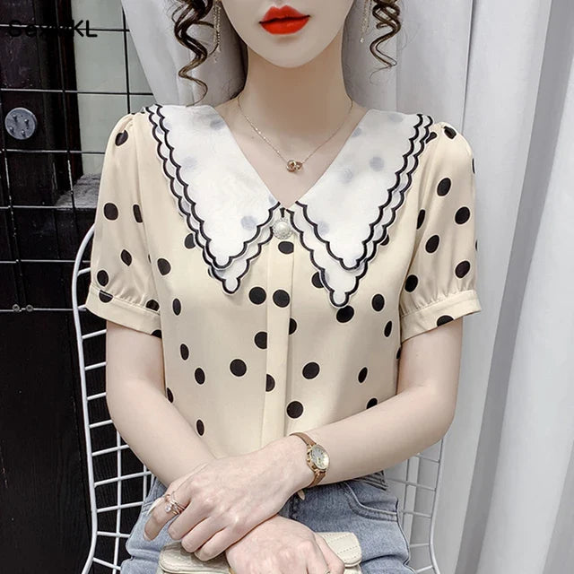 Betoverende Zomerse Chiffon Bloesjes van Zuid-Koreaanse en Franse Stijl!