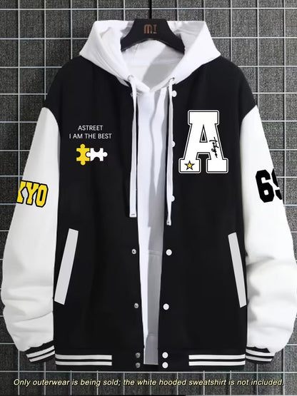 Casual jas met color-block ontwerp en baseball kraag