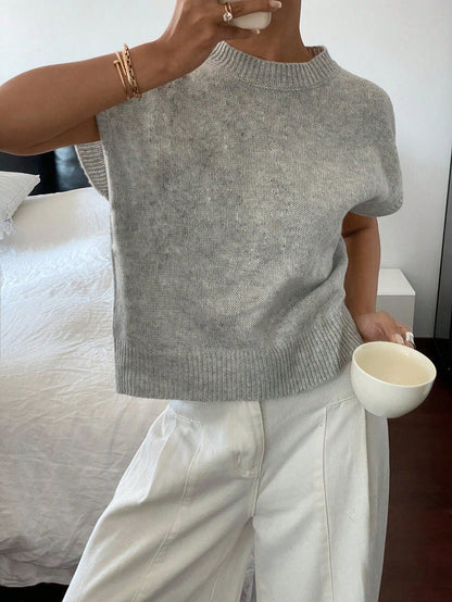 Korte Mouwen Trui Ronde Hals Casual Damestrui - Mode Vibes