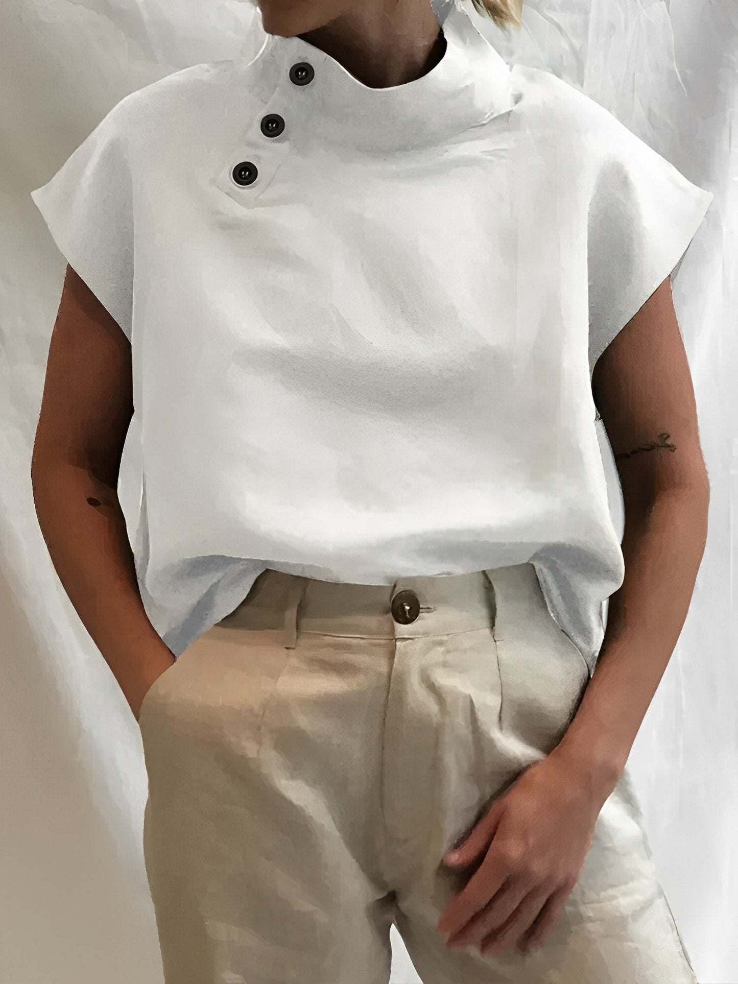 Verfijnde Elegantie Katoenen Linnen Damesblouses
