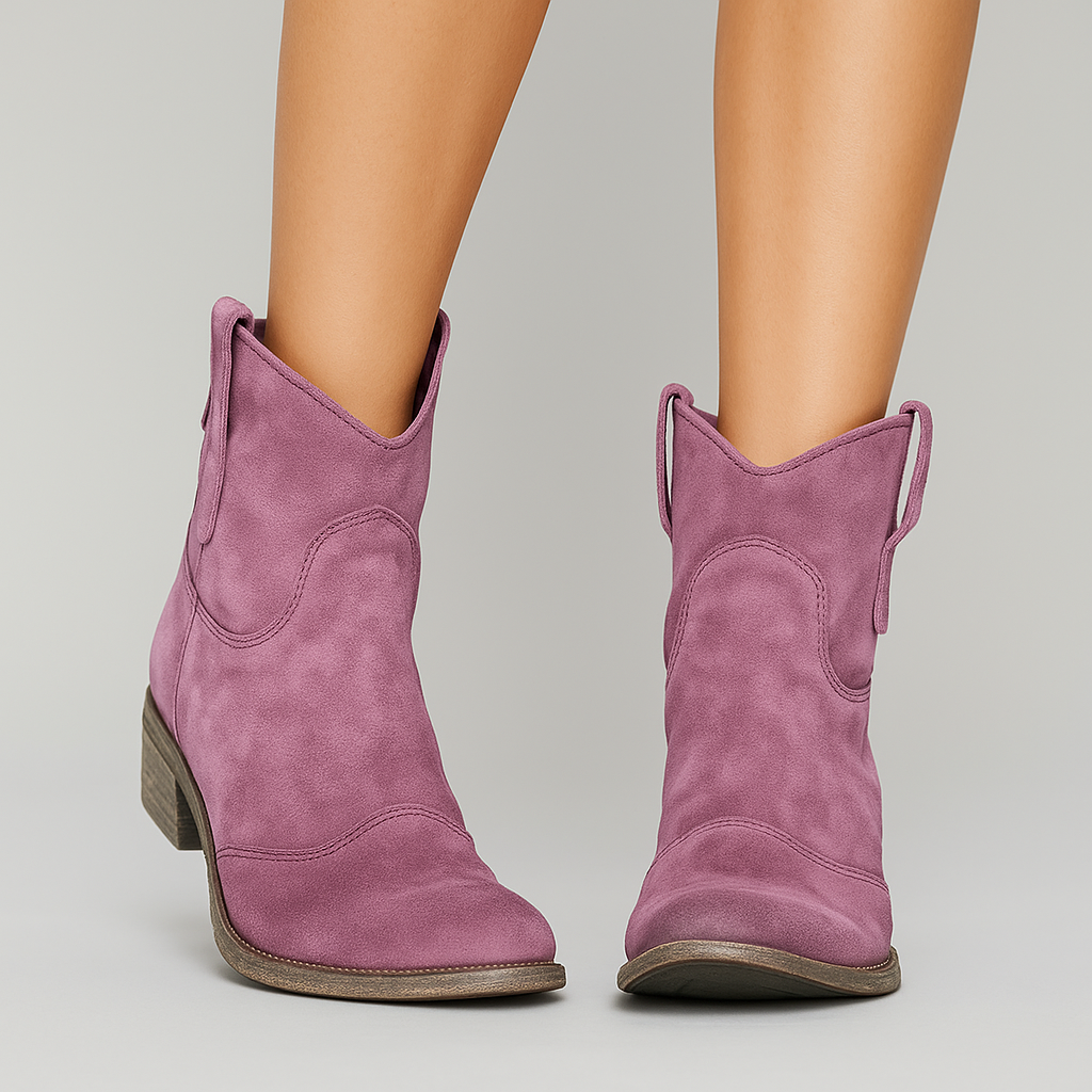 Dames Enkellaarzen Vintage Westernstijl Leer