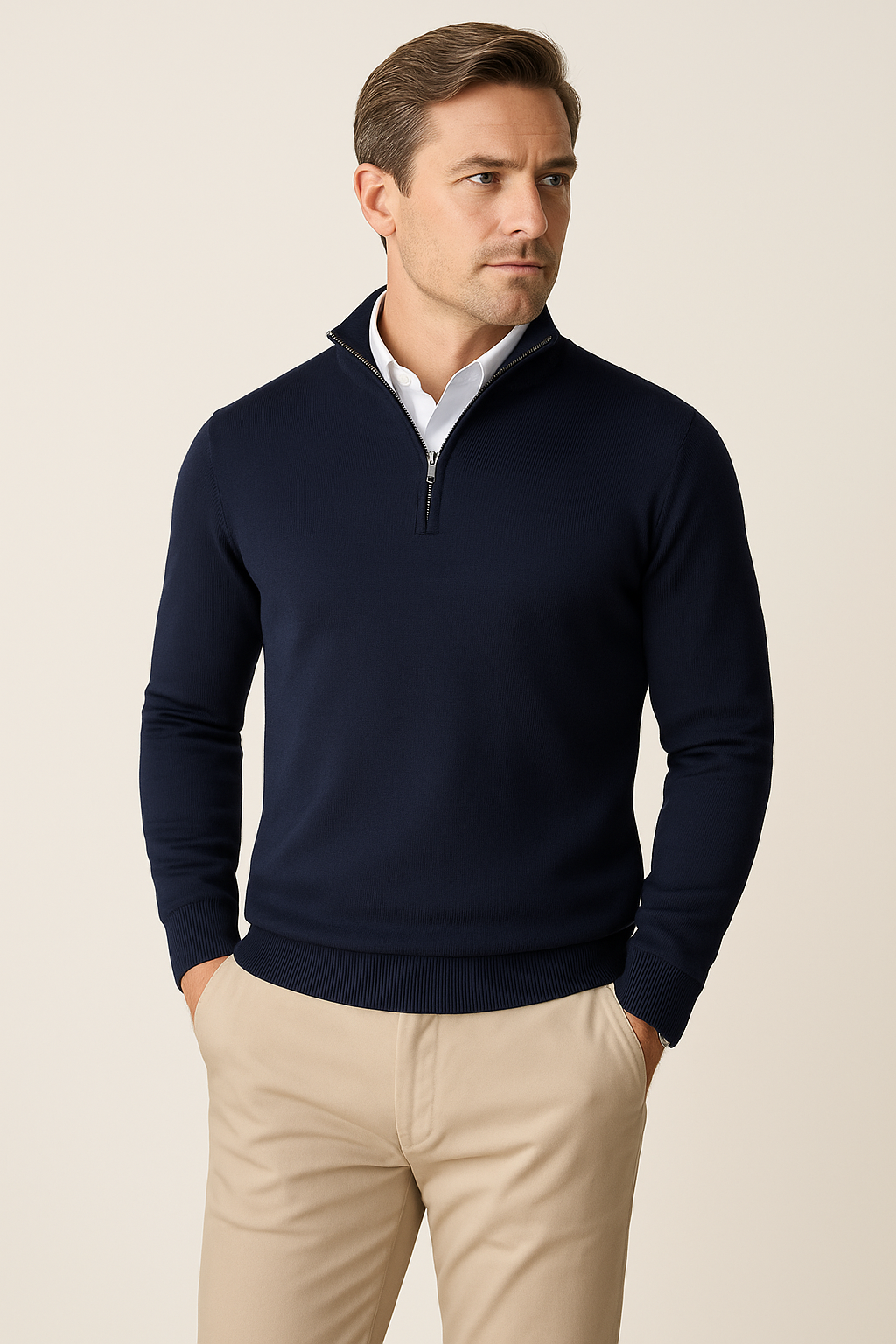 Heren Trui Ritskraag Luxe Zwart Mannen sweatshirt - Mode Vibes