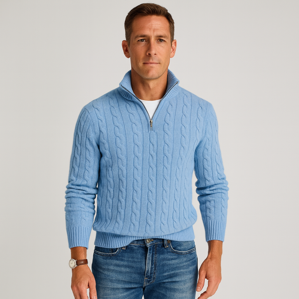 Heren Trui Half-Zip Luxe Hoge Kraag Stijlvol