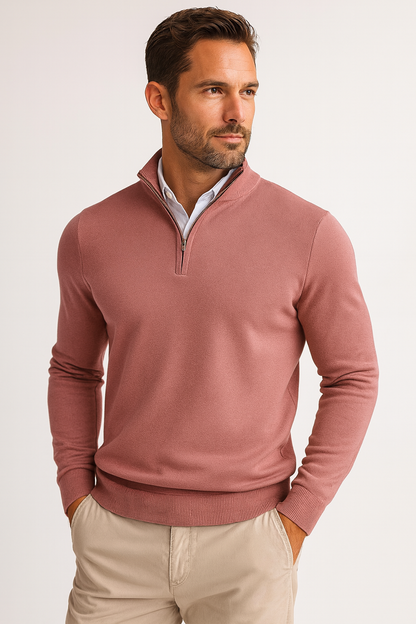 Heren Trui Ritskraag Luxe Zwart Mannen sweatshirt