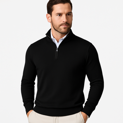Heren Trui Ritskraag Luxe Zwart Mannen sweatshirt