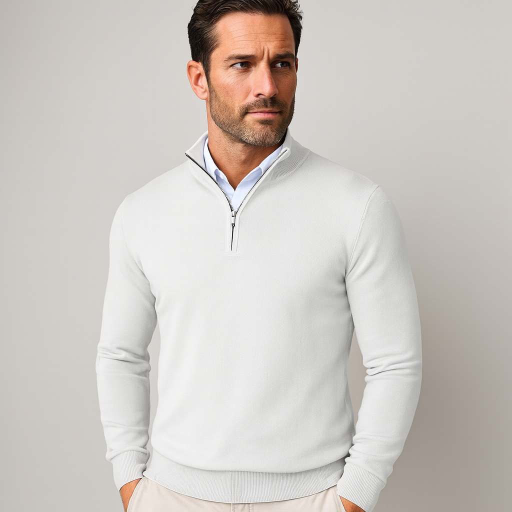 Heren Trui Ritskraag Luxe Zwart Mannen sweatshirt