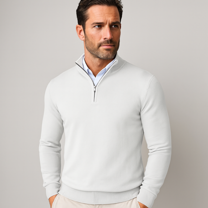 Heren Trui Ritskraag Luxe Zwart Mannen sweatshirt