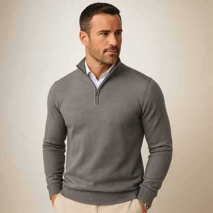 Heren Trui Ritskraag Luxe Zwart Mannen sweatshirt